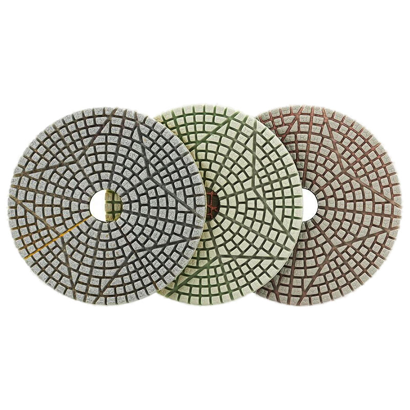Stone wet and dry polishing pads for countertop edge finishing